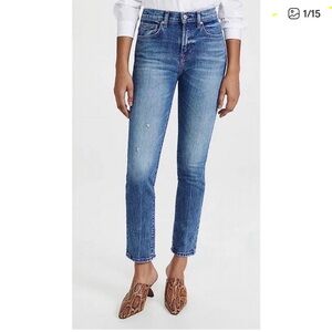 7 for all mankind tapered straight high rise jeans